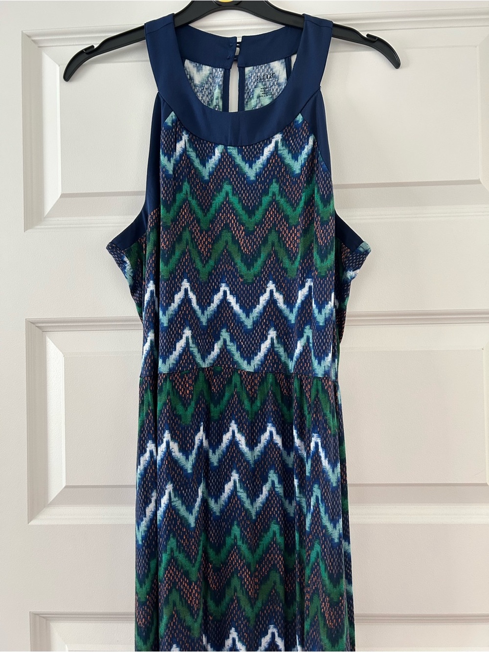 Navy & Green Maxi Dress